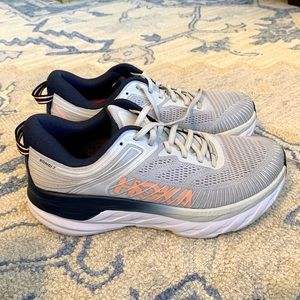 Hoka One One Bondi 7 Running Shoes - Size 8.5 - Lunar Rock/Black Iris color